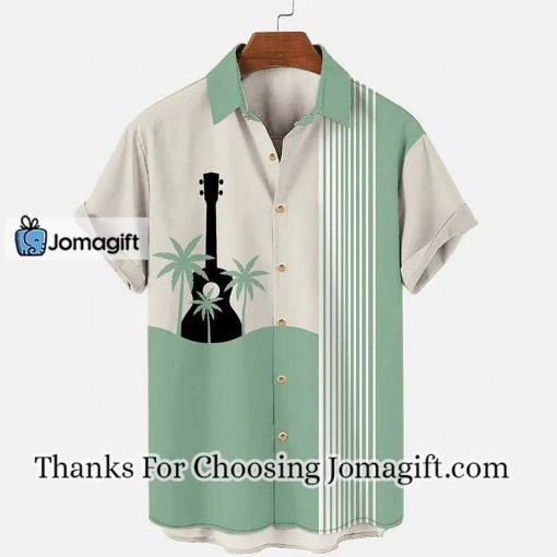 [Special Edition] Men’s Hawaiian Music Guitar Stripe Panel Casual Shirt Gift