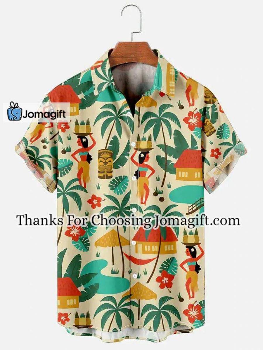Mens Hawaiian Shirt Aloha Beach Retro Hippie Girl Hawaiian Short Sleeve Shirt 1