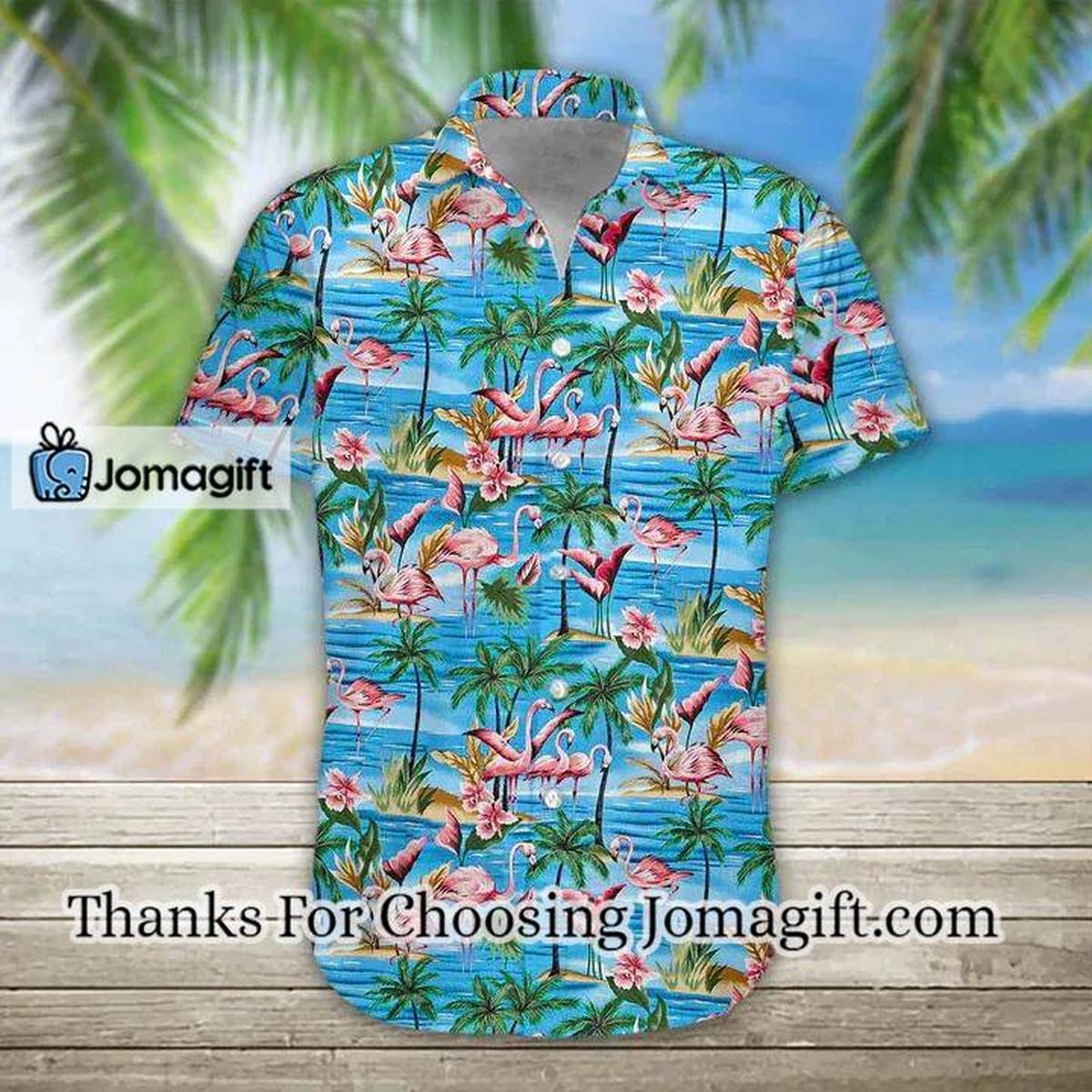 Mens Hawaiian Shirt Flamingos Casual Short Sleeve Button Down Shirts Aloha Shirt 1