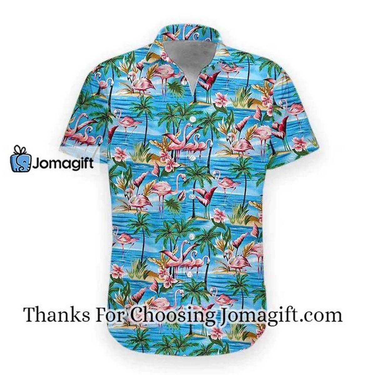 Mens Hawaiian Shirt Flamingos Casual Short Sleeve Button Down Shirts Aloha Shirt 2