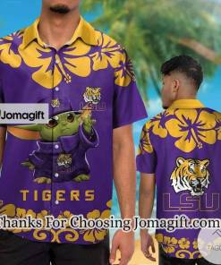 [Personalized] NCAA LSU Tigers Baby Yoda Hawaiian Shirt Gift