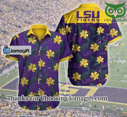 [Personalized] NCAA LSU Tigers Purple Gold Hawaiian Shirt Gift