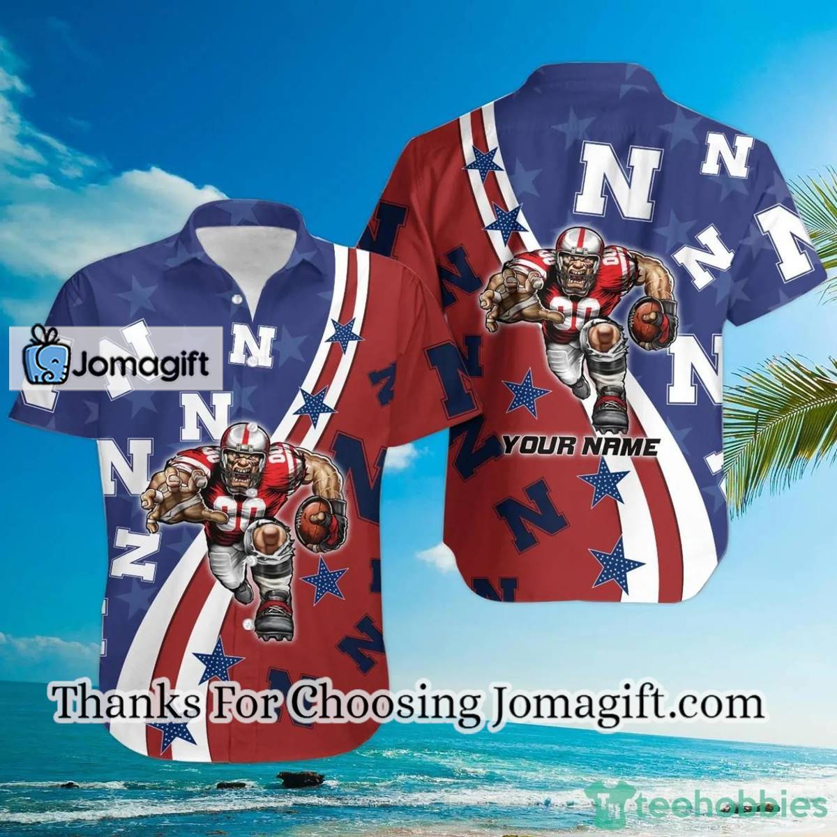 NCAA Nebraska Cornhuskers Custom Name American Flag Hawaiian Shirt Aloha Shirt 1