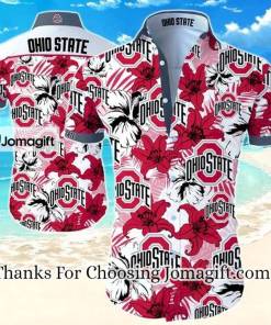 [Personalized] NCAA Ohio State Buckeyes Flower Red Hawaiian Shirt Gift