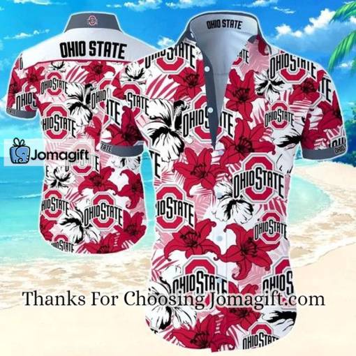 [Personalized] NCAA Ohio State Buckeyes Flower Red Hawaiian Shirt Gift