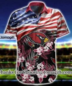 [Special Edition] NFL Arizona Cardinals America Flag Flower Hawaiian Shirt Gift