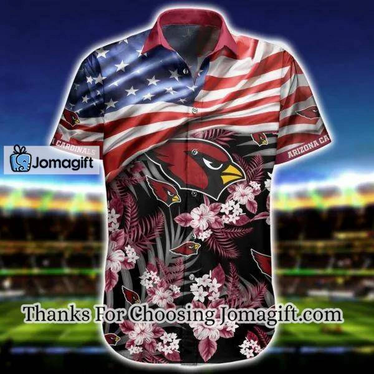 NFL Arizona Cardinals America Flag Flower Hawaiian Shirt Aloha Shirt 1 3