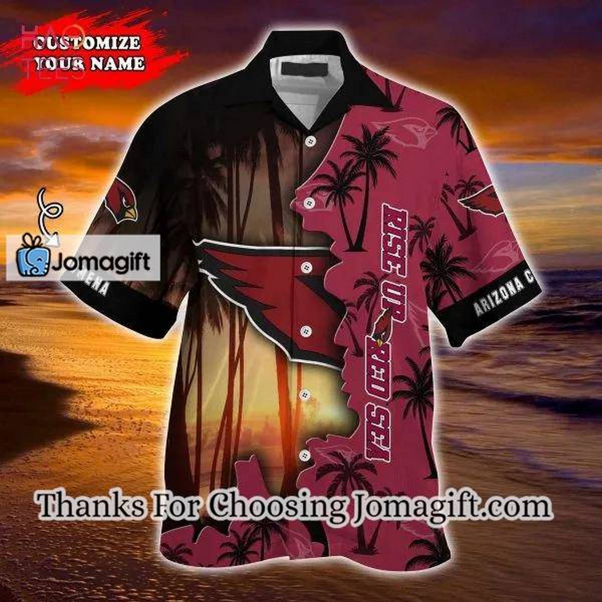 NFL Arizona Cardinals Custom Name Coconut Tree Red Hawaiian Shirt Aloha Shirt 2 3