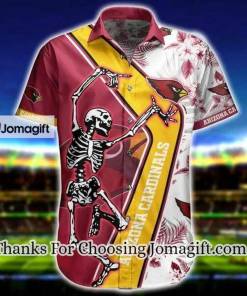 [Amazing] NFL Arizona Cardinals Skellington Red Yellow Hawaiian Shirt Gift