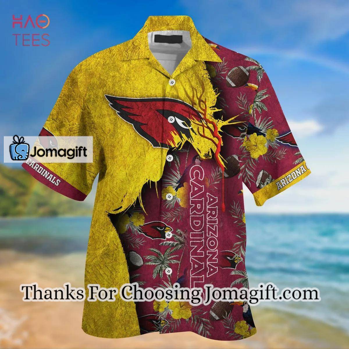 NFL Arizona Cardinals Yellow Red Hawaiian Shirt Aloha Shirt 2