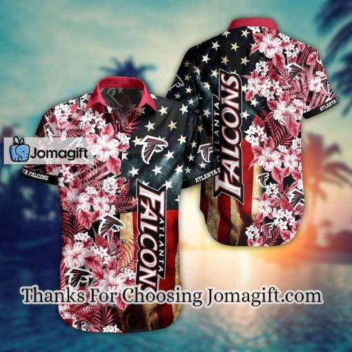 [Personalized] NFL Atlanta Falcons America Flag Flower Hawaiian Shirt Gift