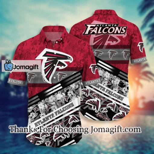 [Personalized] NFL Atlanta Falcons Red Silver Flower Hawaiian Shirt Gift