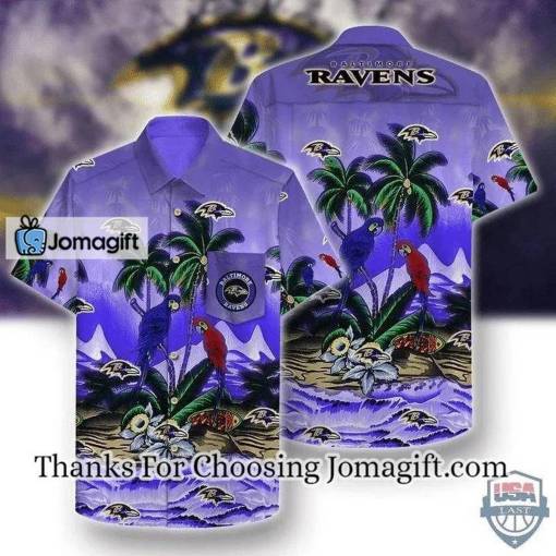 [Personalized] NFL Baltimore Ravens Coconut Tree Purple Hawaiian Shirt Gift