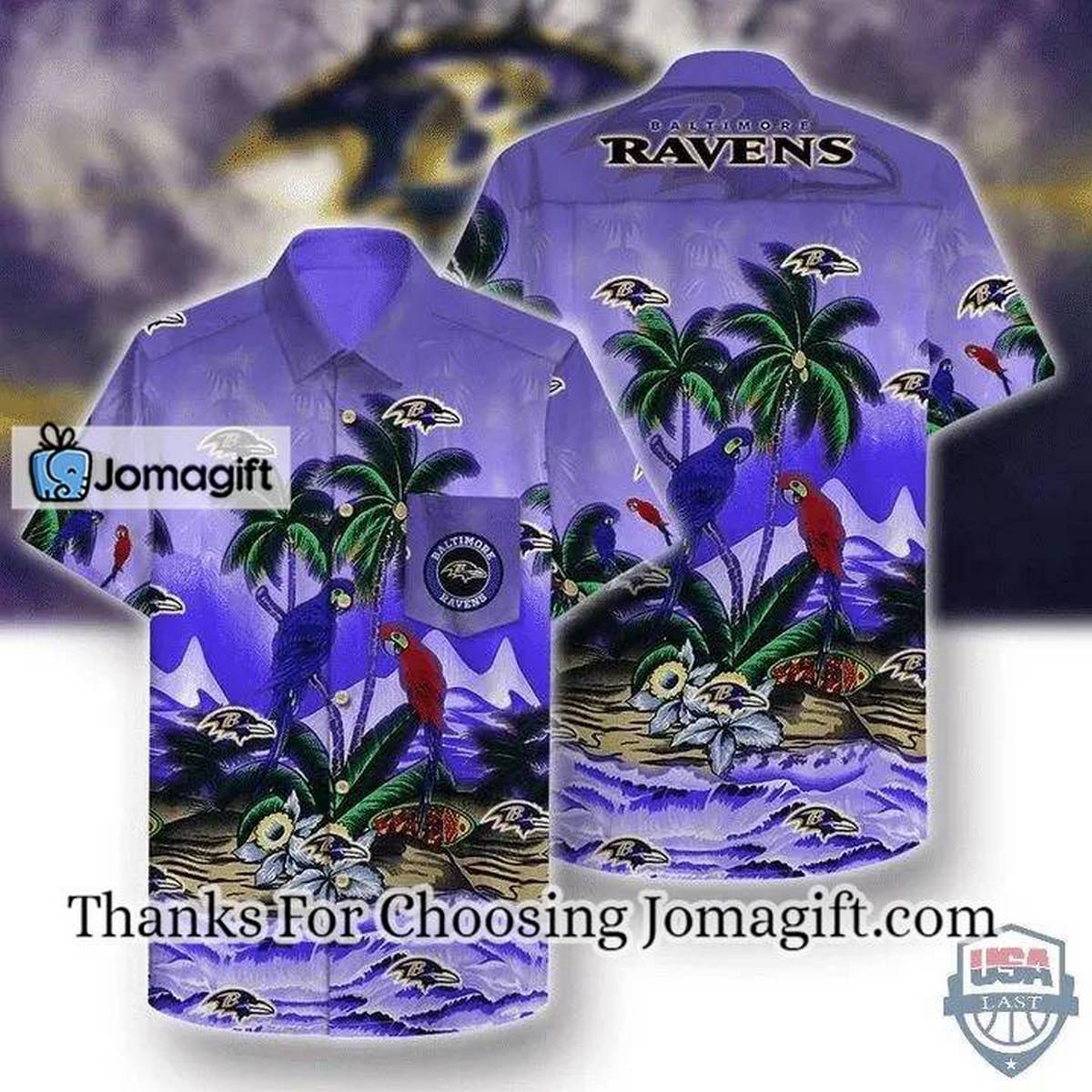 NFL Baltimore Ravens Coconut Tree Purple Hawaiian Shirt Aloha Shirt