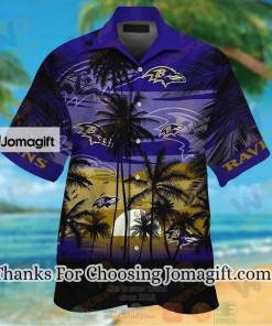 [Personalized] NFL Baltimore Ravens Coconut Tree Purple Hawaiian Shirt V2 Gift