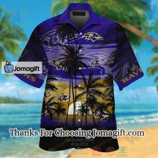 [Personalized] NFL Baltimore Ravens Coconut Tree Purple Hawaiian Shirt V2 Gift