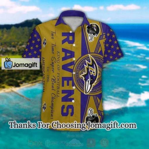 [Personalized] NFL Baltimore Ravens Gold Purple Hawaiian Shirt Gift