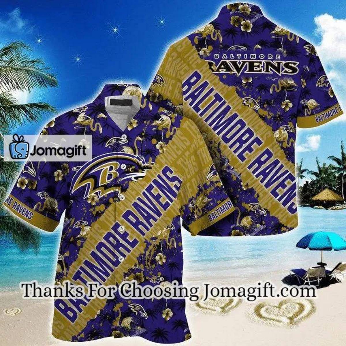 NFL Baltimore Ravens Purple Gold Hawaiian Shirt V2 Aloha Shirt