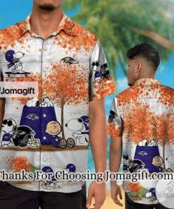 [Personalized] NFL Baltimore Ravens Snoopy White Red Hawaiian Shirt Gift