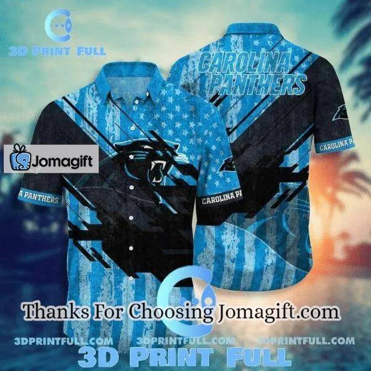NFL Carolina Panthers Blue Black Hawaiian Shirt V2 Aloha Shirt