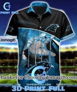 NFL Carolina Panthers Blue Black Hawaiian Shirt V3 Aloha Shirt