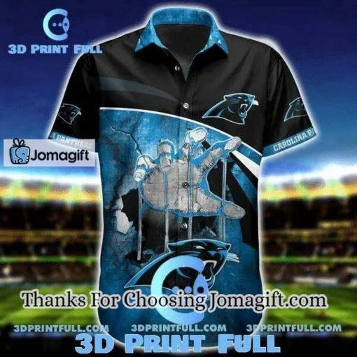 [Personalized] NFL Carolina Panthers Blue Black Hawaiian Shirt V3 Gift