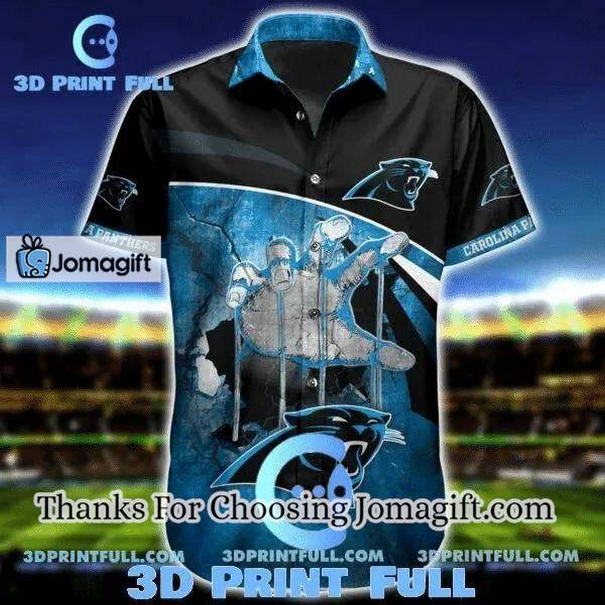 NFL Carolina Panthers Blue Black Hawaiian Shirt V3 Aloha Shirt