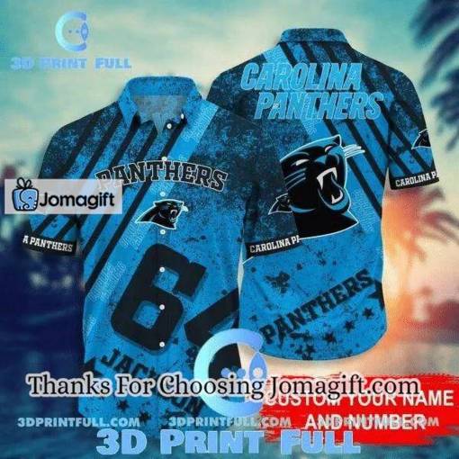 [Personalized] NFL Carolina Panthers Custom Name Number Hawaiian Shirt Gift