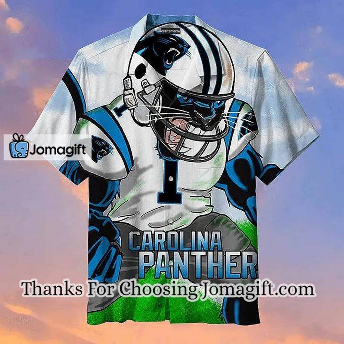 NFL Carolina Panthers Mascot White Hawaiian Shirt Aloha Shirt