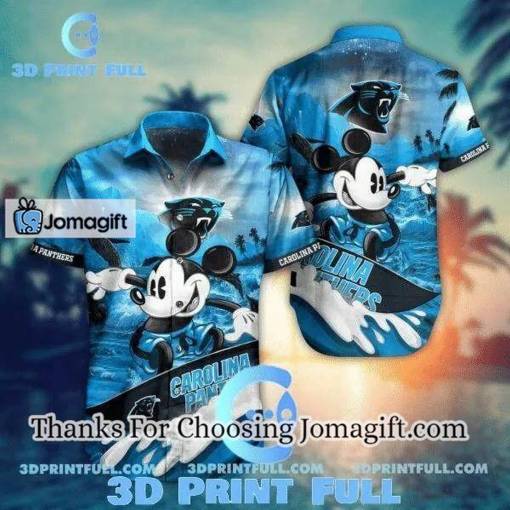 [Personalized] NFL Carolina Panthers Mickey Mouse Blue Hawaiian Shirt Gift
