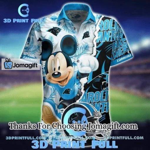 [Personalized] NFL Carolina Panthers Mickey Mouse Blue Hawaiian Shirt V2 Gift