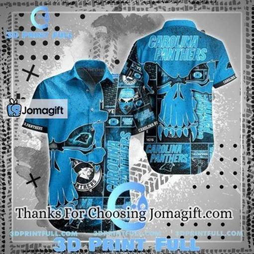 [Personalized] NFL Carolina Panthers Skull Blue Hawaiian Shirt Gift