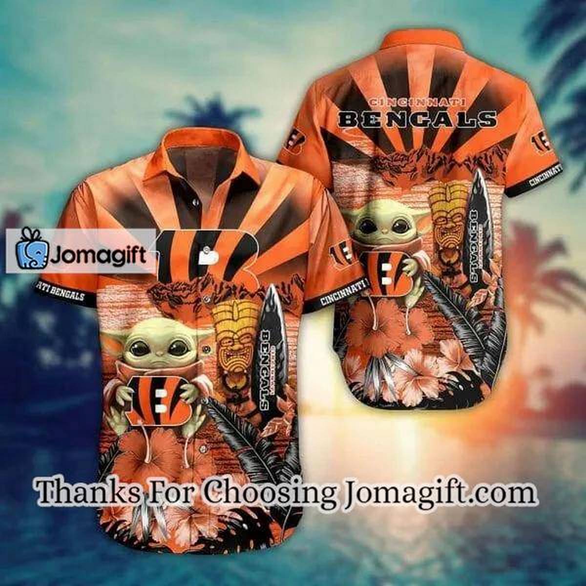 NFL Cincinnati Bengals Baby Yoda Orange Hawaiian Shirt Aloha Shirt 1