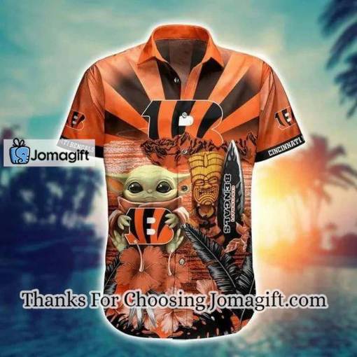 [Amazing] NFL Cincinnati Bengals Baby Yoda Orange Hawaiian Shirt Gift