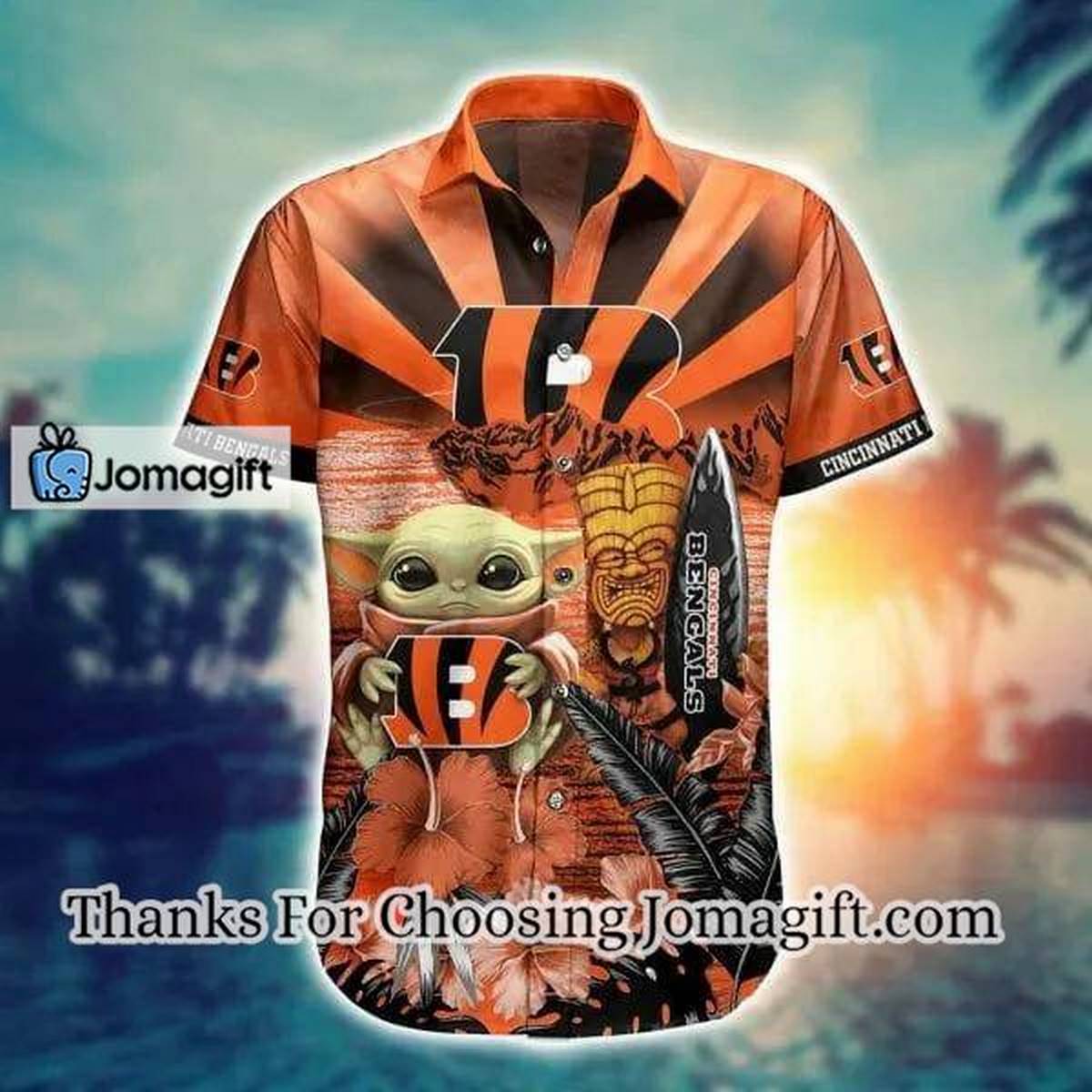 NFL Cincinnati Bengals Baby Yoda Orange Hawaiian Shirt Aloha Shirt 2