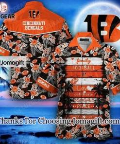 [Personalized] NFL Cincinnati Bengals Orange Black Coconut Tree Hawaiian Shirt Gift
