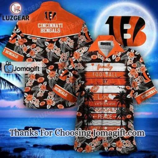 [Personalized] NFL Cincinnati Bengals Orange Black Coconut Tree Hawaiian Shirt Gift