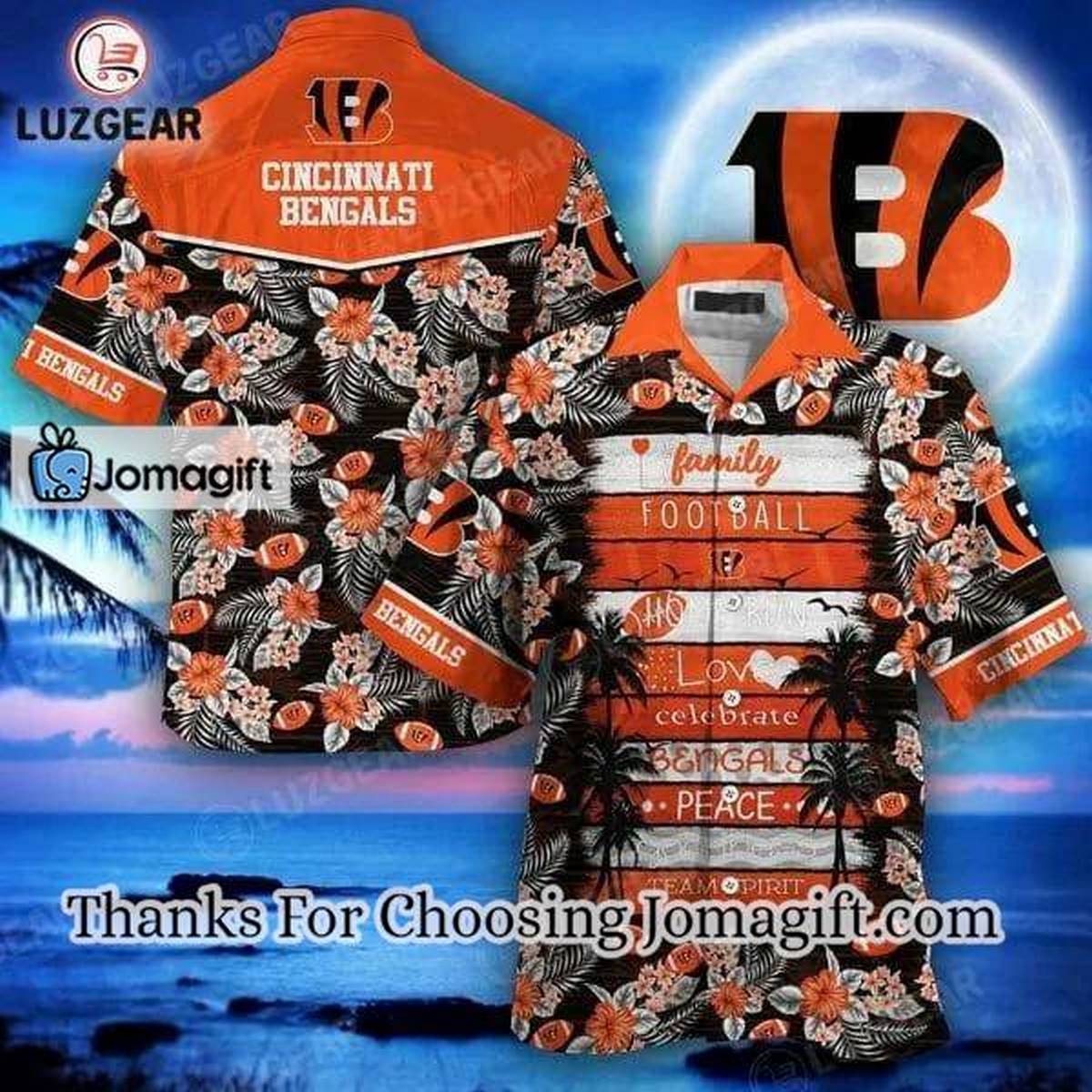 NFL Cincinnati Bengals Orange Black Coconut Tree Hawaiian Shirt Aloha Shirt