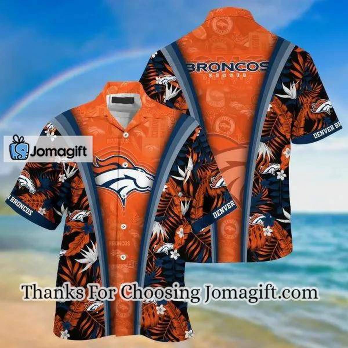 NFL Denver Broncos Orange Navy Blue Hawaiian Shirt V2 Aloha Shirt 1