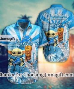 NFL Detroit Lions Baby Yoda Blue Hawaiian Shirt Aloha Shirt 1