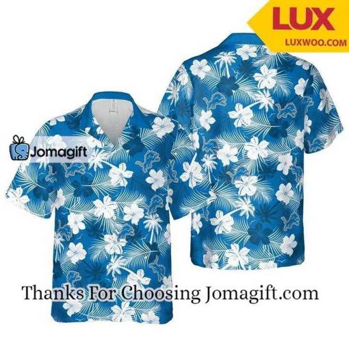 [Personalized] NFL Detroit Lions Blue White Flower Hawaiian Shirt Gift
