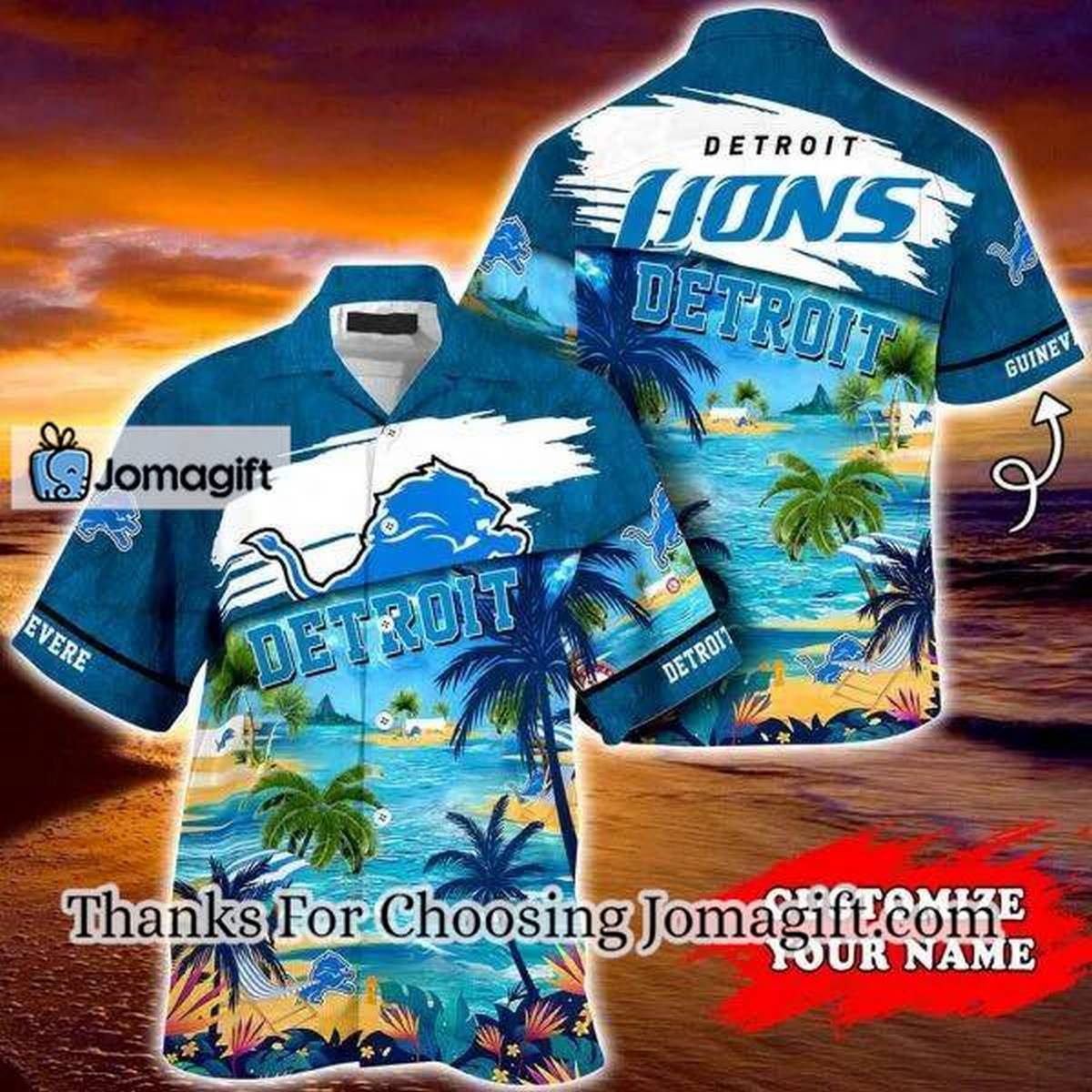 NFL Detroit Lions Custom Name Coconut Beach Hawaiian Shirt Aloha Shirt 1