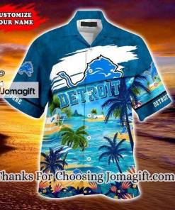 [Amazing] NFL Detroit Lions Custom Name Coconut Beach Hawaiian Shirt Gift