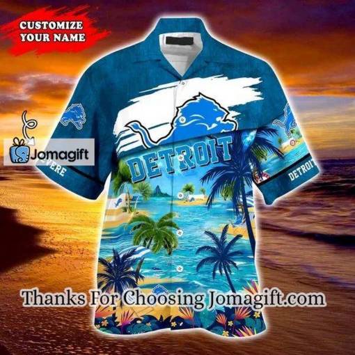 [Amazing] NFL Detroit Lions Custom Name Coconut Beach Hawaiian Shirt Gift