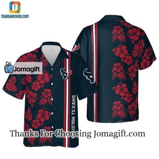 [Personalized] NFL Houston Texans Blue Red Flower Hawaiian Shirt V2 Gift