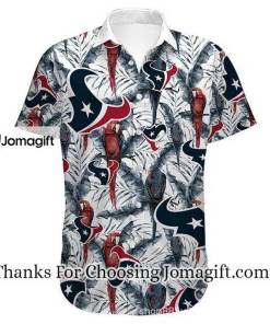NFL Houston Texans White Red Parrot Hawaiian Shirt Aloha Shirt