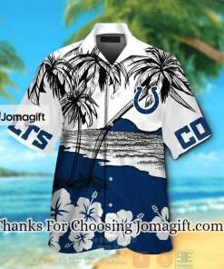 [Personalized] NFL Indianapolis Colts Coconut Tree Blue Hawaiian Shirt Gift