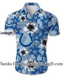 [Personalized] NFL Indianapolis Colts Flower Blue Hawaiian Shirt Gift