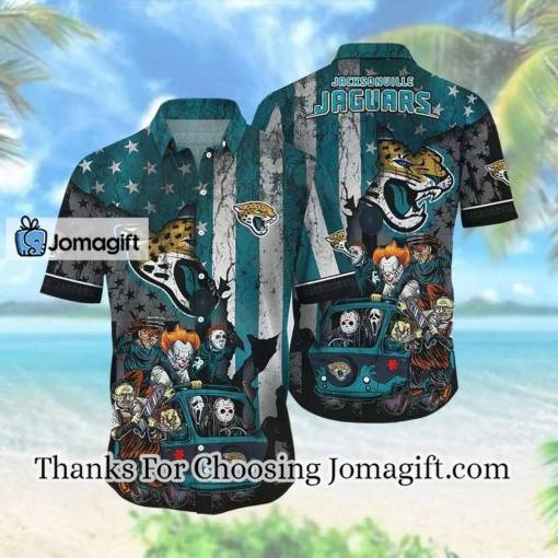 [Personalized] NFL Jacksonville Jaguars Halloween America Flag Hawaiian Shirt Gift