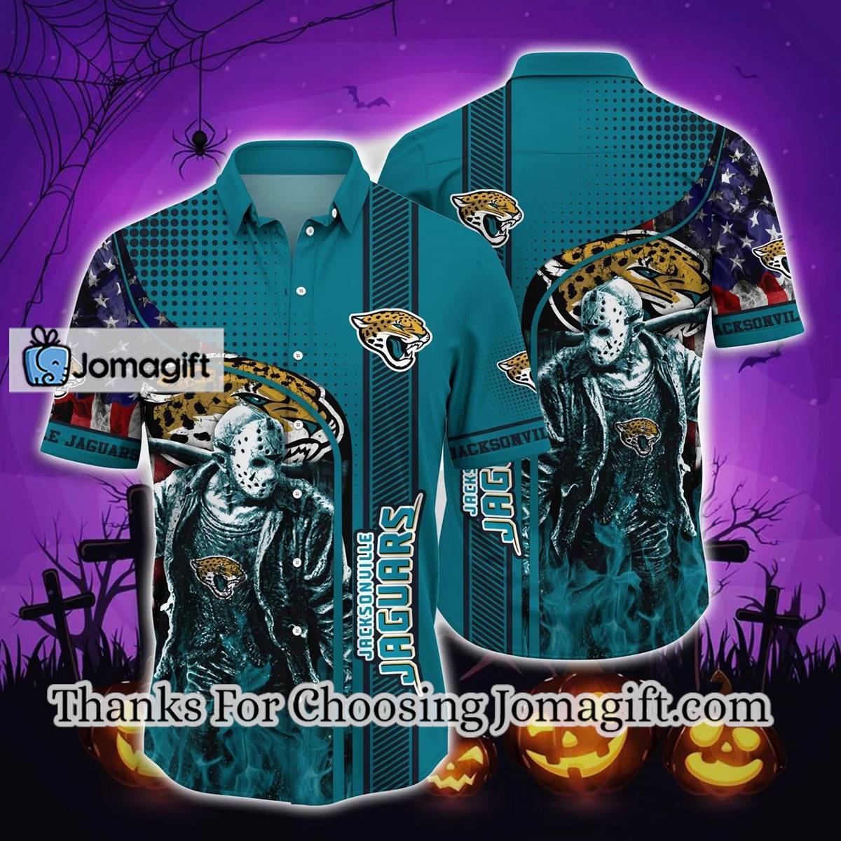 NFL Jacksonville Jaguars Halloween Jason Voorhees Hawaiian Shirt Aloha Shirt